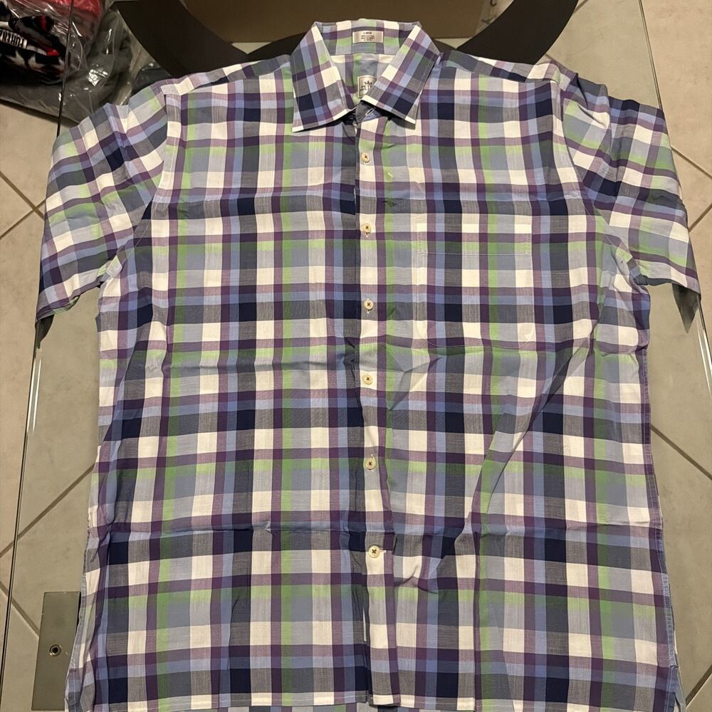 Peter Millar Plaid Multicolor Size Large Men’s Button Up Dressshirt Short Sleeve